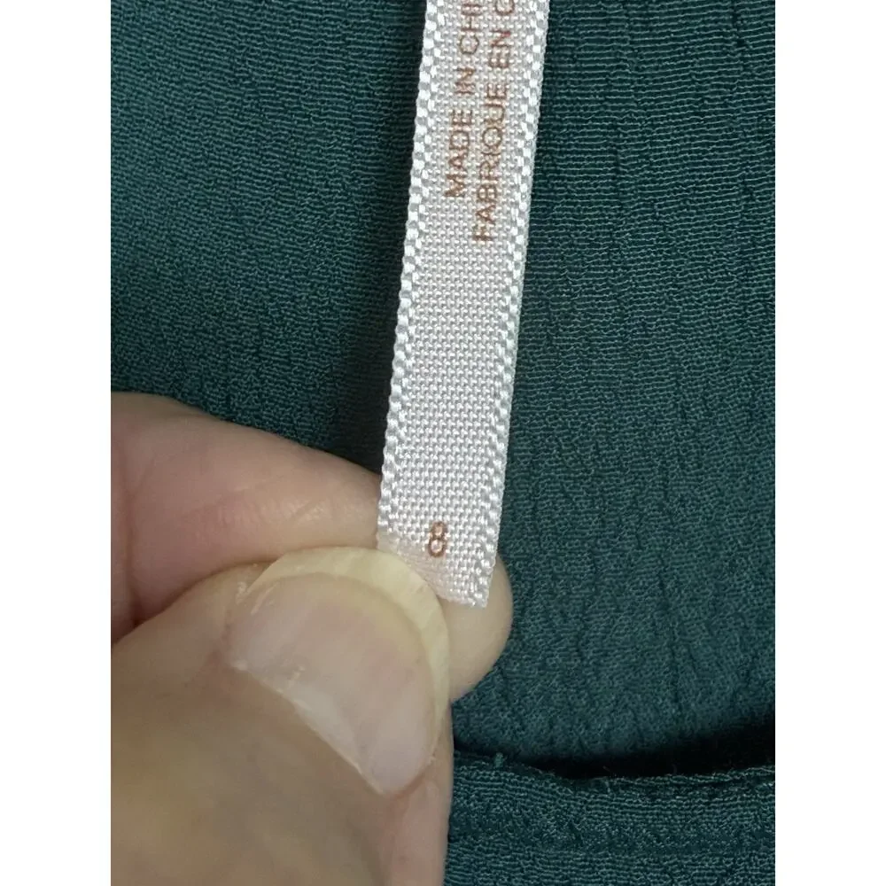 Free People Mini Dress Women’s Sz 8 Ruffle Trim Jade Green Open Sides Pockets - Picture 10 of 15